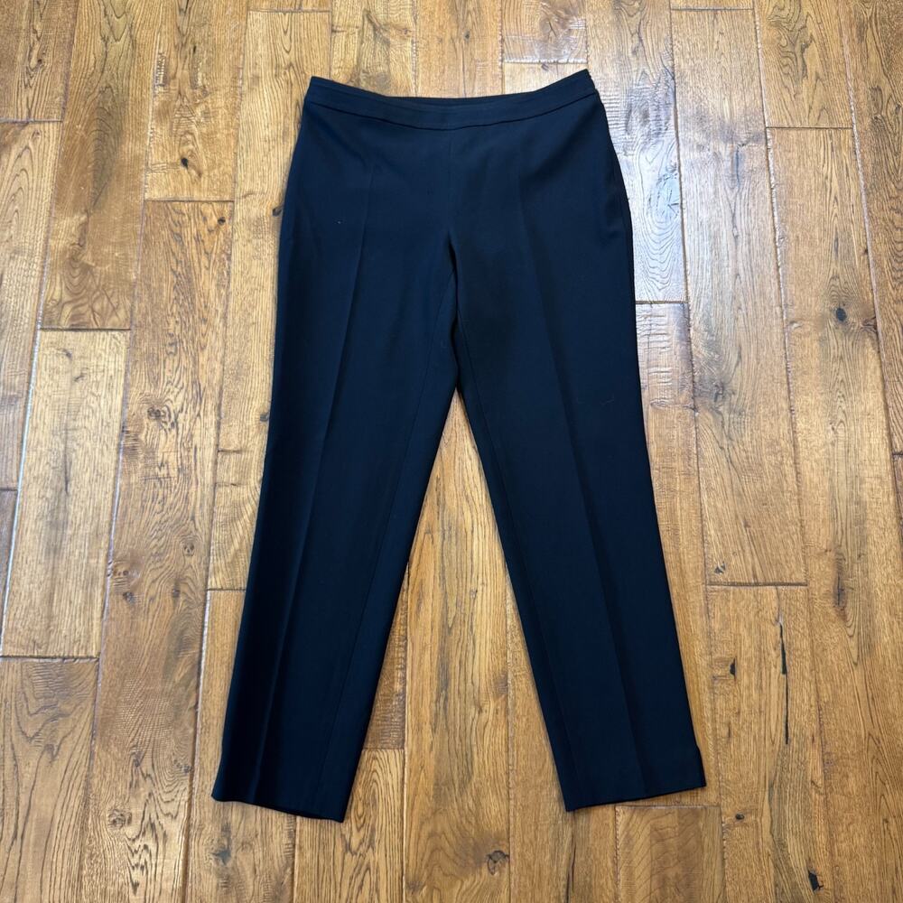 St John Black Knit Ankle Pants Womens Size 6 Side Zip Side Zip Taper Leg